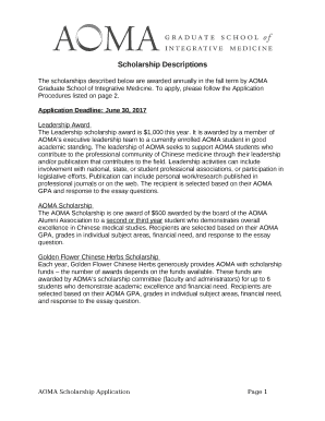 The scholarships described below are awarded annually in the fall term by AOMA Graduate School of Integrative Medicine