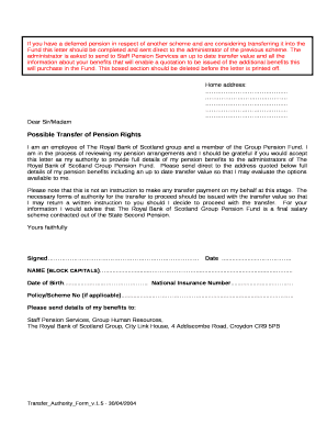 If you have a deferred pension in respect of another scheme and are considering transferring it into the Fund this letter should be completed and sent direct to the administrator of the previous scheme