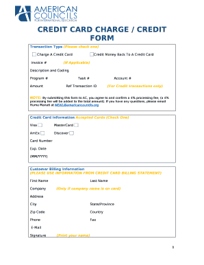 CREDIT CARD CHARGE / CREDIT FORM