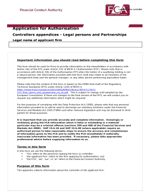 Controllers appendices Legal persons and Partnerships