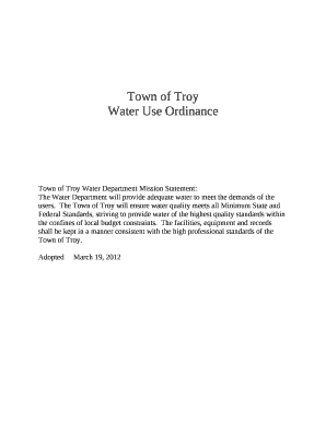 Town of Troy Water Department Mission Statement: