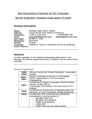 Site Acquisition Engineer & CSC Engineer