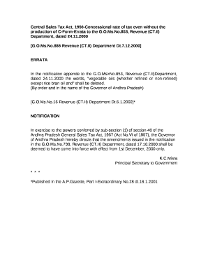 Central Sales Tax Act, 1956-Concessional rate of tax even without the production of C-Form-Errata to the G