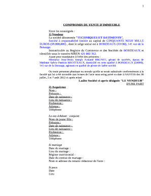 COMPROMIS DE VENTE D'IMMEUBLE