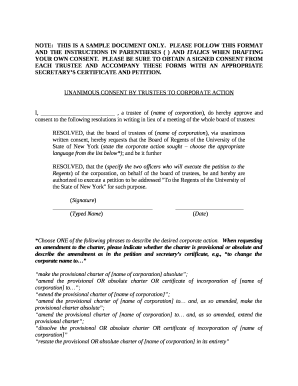 PLEASE FOLLOW THIS FORMAT AND THE INSTRUCTIONS IN PARENTHESES ( ) AND ITALICS WHEN DRAFTING YOUR OWN CONSENT