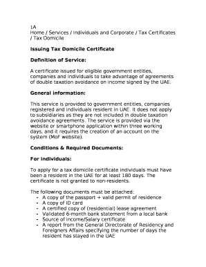 Home / Services / Individuals and Corporate / Tax Certificates / Tax Domicile