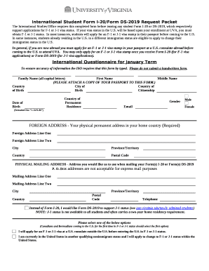fillable online international student form i 20 form ds 2019 request form ds2019