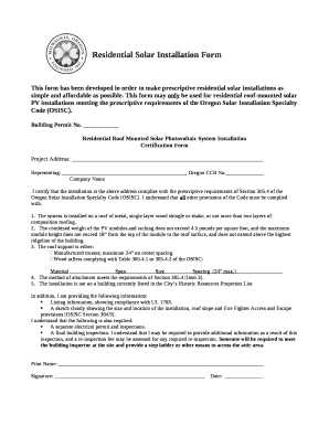 Residential Solar Installation Form