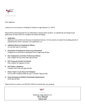 Thank you for your interest in working for Southwest Cargo Systems LLC (SCS)