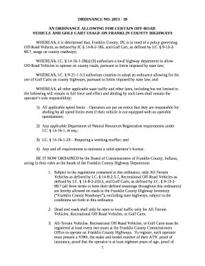 AN ORDINANCE Allowing for CERTAIN OFF-ROAD