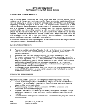 BARGER SCHOLARSHIP template