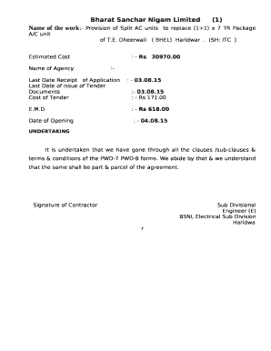 Name of the work:- Provision of Split AC unitsto replace (1+1) x 7 TR PackageA/C unit