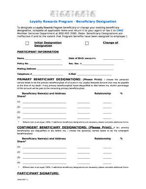 Loyalty Rewards Program - Beneficiary Designation