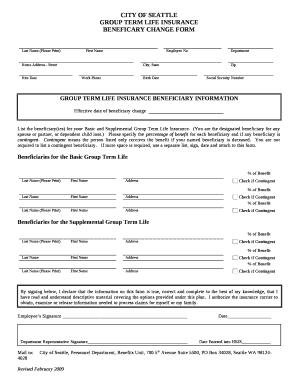 BENEFICARY CHANGE FORM