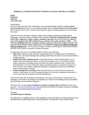 SAMPLE LETTER NOTIFYING TENANTS OF LEASE AND RULE CHANGE