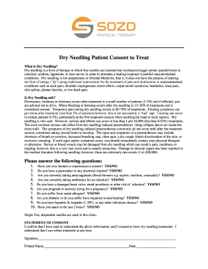 Fillable Online Dry Needling Patient Consent to Treat Fax Email Print ...