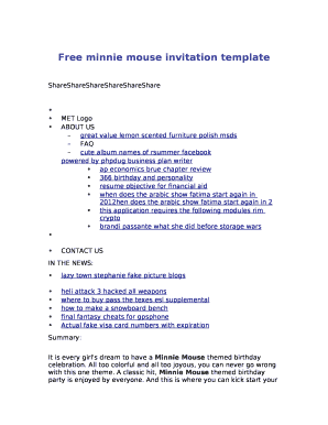 Free minnie mouse invitation template Doc Template | pdfFiller