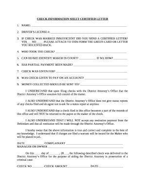 CHECK INFORMATION SHEET CERTIFIED LETTER