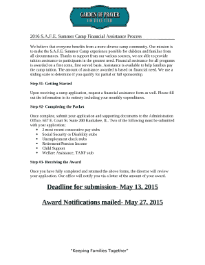 Summer Camp Financial Assistance Process