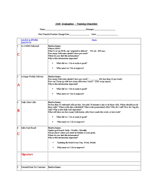 CSREvaluation- Training Checklist