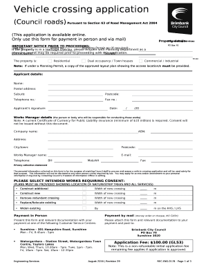 (Council roads) Pursuant to Section 63 of Road Management Act 2004