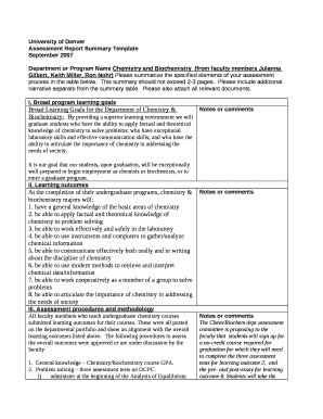 Assessment Report Summary Template