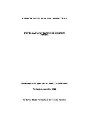 CHEMICAL SAFETY PLAN FOR LABORATORIES