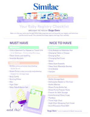 Fillable Online Your Baby Registry Checklist Fax Email Print - pdfFiller