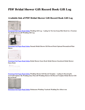 Fillable Online PDF Bridal Shower Gift Record Book Gift Log Fax Email ...