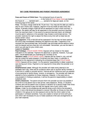 DAY CARE PROVISIONS AND PARENT-PROVIDER AGREEMENT