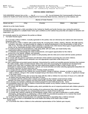 This agreement entered into on theday of, 20 by and between the Commonwealth of Kentucky, Cabinet for Health and Family Services, Department for Community Based Services, referred to as the Cabinet; and