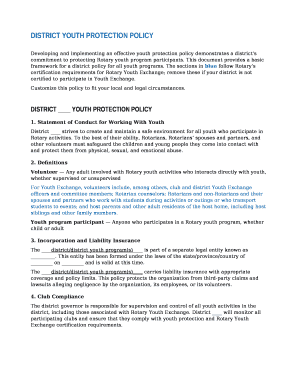 DISTRICT YOUTH PROTECTION POLICY