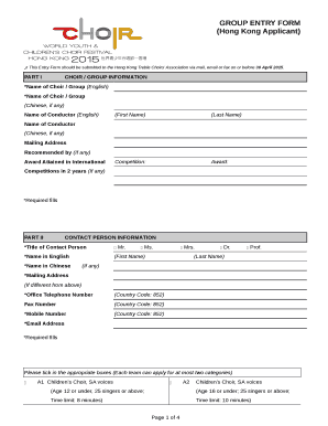 This Entry Form should be submitted to the Hong Kong Treble Choirs Association via mail, email or fax on or before 30 April 2015