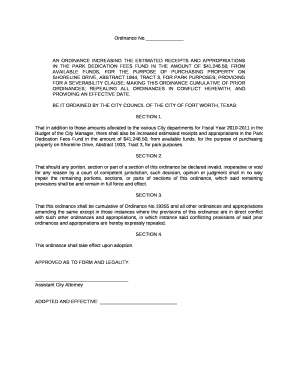 AN ORDINANCE INCREASING THE ESTIMATED RECEIPTS AND APPROPRIATIONS IN THE PARK DEDICATION FEES FUND IN THE AMOUNT OF $41,246