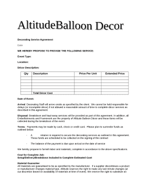 Decorating Service Agreement template