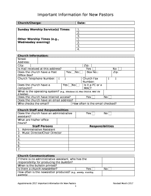 Important Information for New Pastors