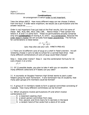 Notes-Combinations template