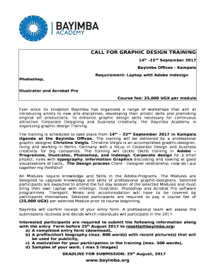 CALL FOR GRAPHIC DESIGN TRAINING