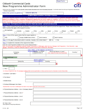 New Programme Administrator Form