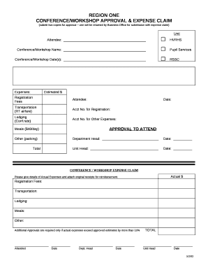 CONFERENCE/WORKSHOP APPROVAL & EXPENSE CLAIM