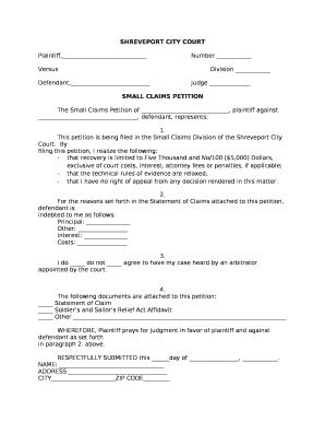 The Small Claims Petition of , plaintiff against