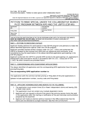 Document Description:Petition to make special under Collaborative Search