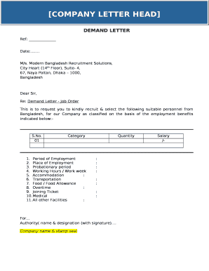 Period of Employment: template