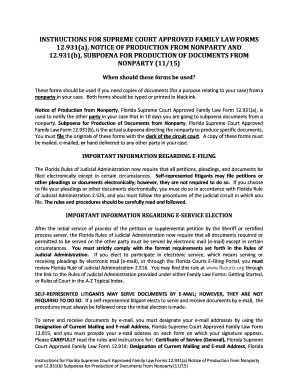 Florida Notice of Production from Nonparty 12.931(a)