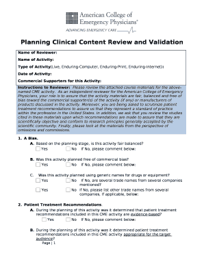 Planning Clinical Content Review and Validation