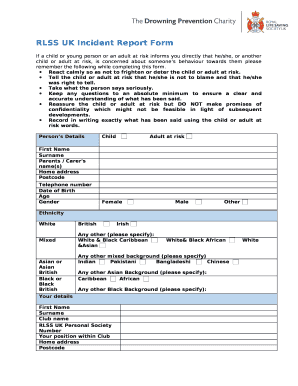 RLSS UK Incident Report Form