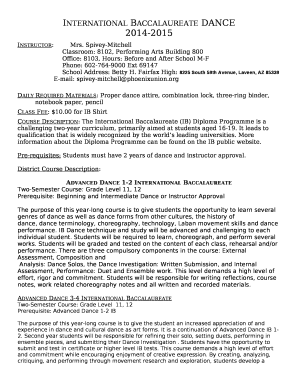 International Baccalaureate DANCE