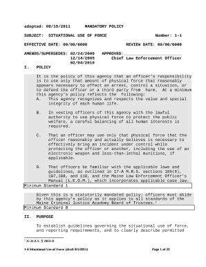 SUBJECT:SITUATIONAL USE OF FORCENumber: 1-1