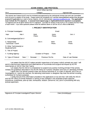 ACHRI ANIMAL USE PROTOCOL