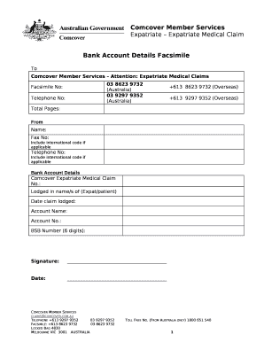 Bank Account Details Facsimile